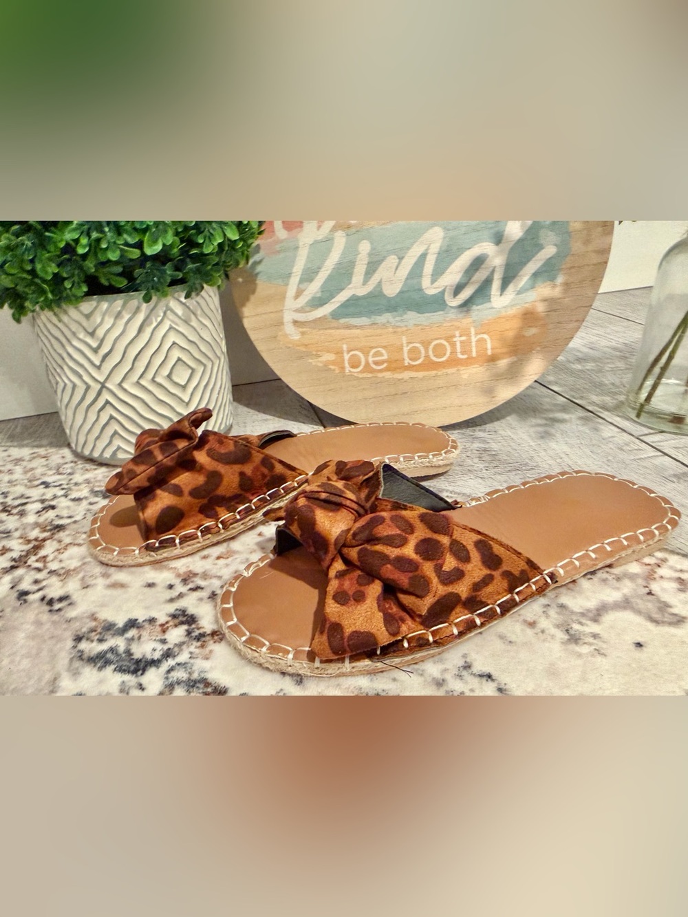 SHEIN Leopard Print Bow Slide Sandals EU 40